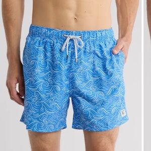 The Endless Summer Blue Wave-Print Men's Swim Trunks Sz Large NWT